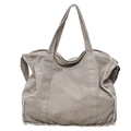 Bolso bandolera de lona gris con bordes deshilachados y asas dobles anchas - Gris