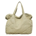Bolso bandolera de lona beige minimalista con bordes deshilachados para mujer - Caqui