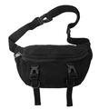 Borsa a tracolla minimalista in tela nera con fibbie e tracolla regolabile - Nero