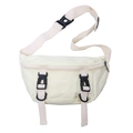 Borsa a tracolla in tela bianco crema con cinturino regolabile e fibbie di dettaglio - Bianco