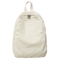 Minimalist beige canvas backpack for women featuring dual zippers and side pockets - White