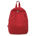 Modern red canvas backpack for women featuring a sturdy double-metal zipper closure - Red