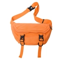 Orange canvas crossbody chest bag featuring adjustable wide strap and plastic buckle detail - Orange