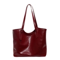 Bolso tote burdeos grande en cuero sintético brillante con correas largas y hebillas - Rojo
