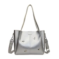 Bolso tote plateado con mariposas metálicas y correa tejida para mujer casual - Plateado