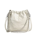 Sac seau matelassé blanc cassé chic avec bandoulière chaîne et cordon de serrage - Blanc Cassé