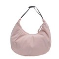 Pale pink nylon crescent shoulder bag with adjustable black strap and buckle - Pink