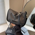 Borsa a tracolla intrecciata alla moda in nero e grigio con doppia zip di chiusura - Nero