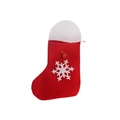 Mini red Christmas stocking with white snowflake and button for holiday decoration - Snowflake Christmas Stocking