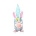 Gnomo de Pascua azul de peluche con orejas de conejo y huevo rosa con lunares - Sombrero Azul
