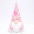 Gnomo de San Valentín rosa y blanco con gorro de punto y corazón para decoración - Corazón Blanco