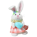 Lapin de Pâques en peluche debout lumineux avec un œuf décoratif à pois bleus - Style d'Œuf de Pâques