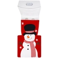 Festive red Christmas snowman themed toilet cover and mat set for holiday bathroom decor - Snowman