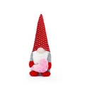 Cute Valentine's Day gnome plush doll holding a soft pink heart on white background - Small Male Style
