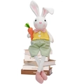 Lindo conejo de Pascua de peluche con chaleco de rayas amarillas y zanahoria - Estilo de Hombre