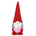 Valentine's Day faceless gnome doll holding a pink plush heart ornament for holiday decor - Large Size Men's Style