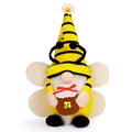 Nain de jardin abeille avec chapeau rayé jaune, ailes et pot de miel décoratif - Style Homme