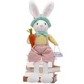 Peluche de conejo de Pascua con rayas amarillas y peto rosa con zanahoria y cartel de welcome - Estilo de Hombre