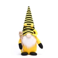 Bee festival gnome plush with yellow striped hat, sunflower accent and honey stirrer - Male Style (With Honey Dipper) / Male Style
