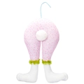 Gambe di coniglietto pasquale in peluche rosa a pois con coda bianca per ghirlande - Rosa