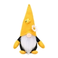 Honey bee gnome doll with sunflower and yellow knitted hat for festival decoration - Male Style (With Beard)