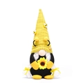 Bee gnome plush doll with yellow plaid hat, long braids, and a sunflower decoration - Female Style (With Sunflower) / Female Style