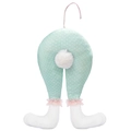 Decorazione gambe di coniglietto pasquale verde menta a pois con pizzo rosa e coda - Verde