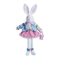 Lapin de Pâques en peluche avec chemise à carreaux et panier Happy Easter rose - Style Femme