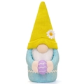 Easter gnome plush doll with yellow knitted hat and purple egg holiday ornament - Yellow Hat