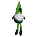 Green St. Patrick's Day long-legged gnome plush with knit shamrock hat and fuzzy beard - Long Legged Male Style
