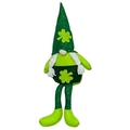 St. Patrick's Day gnome plush with green shamrock hat and braided white beard - Long Legged Female Style