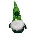 St. Patrick's Day gnome doll featuring green sequin hat with a black clover pattern - Legless Male