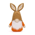 Easter gnome plush doll with orange coat and large brown rabbit ears on white background - Rabbit Hat