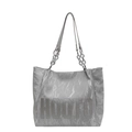 Borsa tote argento metallizzato con logo HOOTO e eleganti manici a catena di moda - Argento