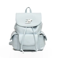 Light blue faux leather backpack with litchi texture and metal letter B logo detail - Blue