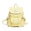Pale yellow pebbled leather backpack with silver B logo and drawstring closure - Yellow