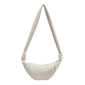 Creamy crescent croissant bag with pleated leather texture and knotted strap detail - Off White