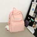 Mochila rosa minimalista de gran capacidad con un bonito colgante de nube blanca decorativo - Con Colgante / Rosa