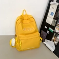 Mochila de lona amarillo vibrante con bordado blanco y suave pompón colgante - Con Colgante / Amarillo