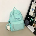Zaino in nylon verde menta impermeabile con ciondolo a nuvola e logo ricamato - con portachiavi / Blu