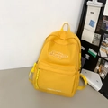Zaino scolastico giallo minimalista di grande capacità con ricamo sportivo ricamato - Senza Ciondolo / Giallo