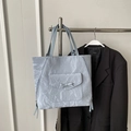 Sac cabas plissé bleu clair avec nœud décoratif et fermetures éclair latérales de style - Rose bonbon