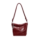 Dark red bucket bag in glossy leather finish with a silver balloon dog charm - Burgundy
