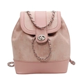 Hellrosa Eimer-Rucksack mit silberner Kettenriemen und Metall-Drehverschluss - Rosa