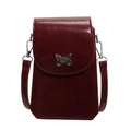Petit sac à bandoulière bordeaux pour téléphone avec boucle papillon argentée brillante - Bordeaux