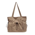 Grote kaki canvas draagtas met meerdere zakken met trekkoord voor een casual stijl - Khaki