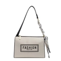 Sac bandoulière beige en simili cuir avec imprimé texte et détail foulard en soie - Noir