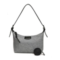 Borsa sottobraccio in denim blu con tracolle nere regolabili e interno molto spazioso - Corpo Blu Scuro Con Tracolla Nera / Denim Nero