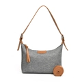 Borsa sottobraccio in denim grigio con finiture in pelle marrone e logo NO FILTER - Gray Body With Brown Strap / Stile Denim Tan