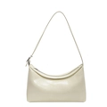 Bolso hobo minimalista blanco crema en cuero PU con hebilla plateada y correa ajustable - Amarillo leche
